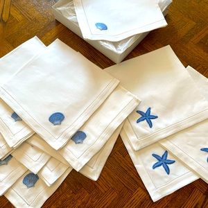 Linen Embroidered Napkins. 13 total